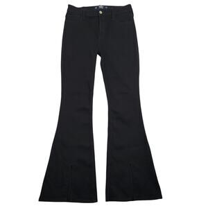 Hollister Women's High Rise Flare Jeans Size 9 Black Stretch Denim Grunge Retro